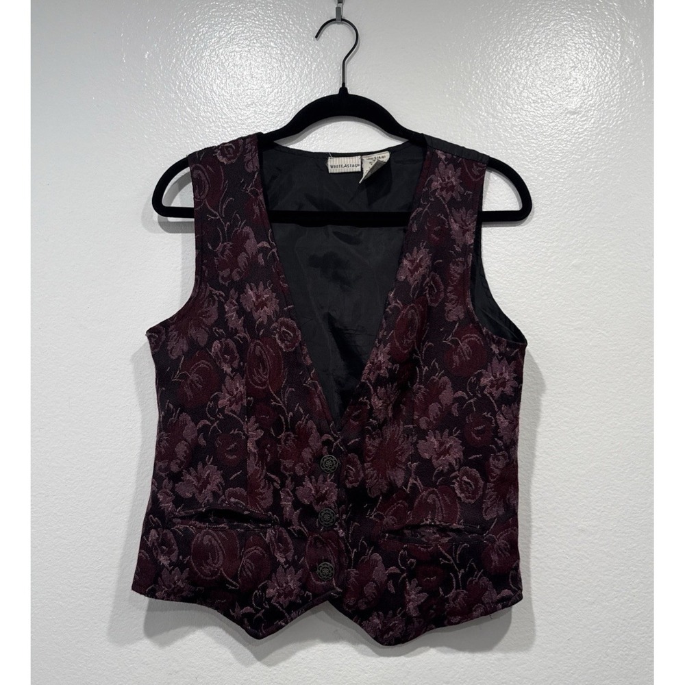 White Stag Vest Floral Print Womens Size S 4 6 Tapestry Boho Western Festival